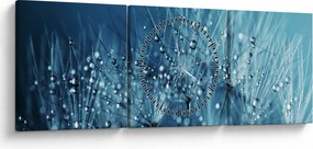 Obraz - Krople rosy (z zegarem) (90x30 cm)