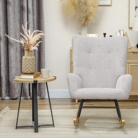 HOMCOM Fotel huśtawkowy, miękki pokrowiec, grube poduszki, antypoślizgowy, Jasnoszary