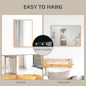 HOMCOM Lusterko ścienne, 50 x 70 cm, ramka w optyce drewna, łatwy montaż, w zestawie śruby