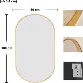 Owalne lustro na ścianę OLVANI 100x50 cm ze złotą ramą