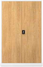 Szafa biurowa na akta szeroka Eco Design Jan II 115x40x185 cm, biały/dąb złoty