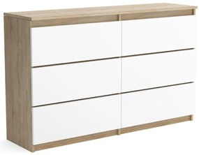 Duża komoda 6 SZUFLAD Szafka 120 cm ARIA Dąb Sonoma/Biały