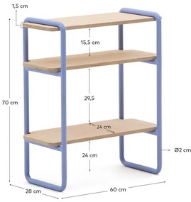 Jasnoniebiesko-naturalny wiszący regał dziecięcy w dekorze jesionu 60x70x28 cm Tinn – Kave Home