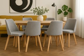 Jasnoszare krzesło drewniane do stołu dąb artisan - Fima 8X