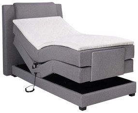 Łóżko kontynentalne: zagłówek łóżka + stelaż z elektryczną funkcją relaksu + materac + nakładka na materac CASTEL marki PALACIO -  100x200cm - jasnoszara tkanina