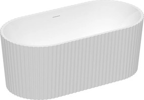 Wanna wolnostojąca żebrowana akrylowa - Biały z połyskiem - 220 l - 150 x 75 x 58 cm - ALIENA