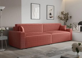 Łososiowa sofa rozkładana z pojemnikiem na pościel L0-L28