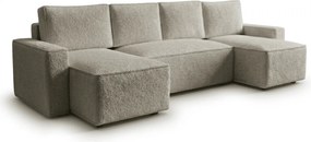 Rozkładana sofa narożna w kształcie U SMART BOUCLE 303x143 cm, szarobeżowa
