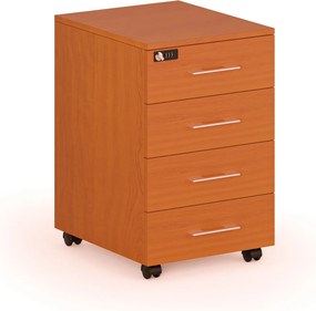 Mobilny kontener biurowy MIRELLI, zamek szyfrowy, 4 szuflady, czereśnia