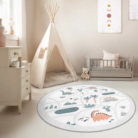 Jasnoszary dziecięcy dywan do zabawy odpowiedni do prania ø80 cm Dino Park – Mila Home