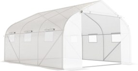 Outsunny Szklarnia Tunelowa z 6 Przewijanymi Oknami i Drzwiami na Zamek Błyskawiczny Wytrzymała Folia 445x3x205m | Aosom PL