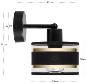 Czarny kinkiet LED  z czarnym abażurem WD-TI-1010SC-SC jednopunktowy i