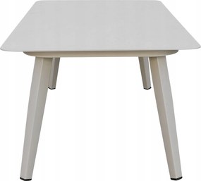 Stolik ogrodowy aluminiowy beżowy 120x60x43 cm lekki wytrzymały tarasowy