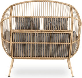 Fotel Ogrodowy KORYNT Dwuosobowy Kokon Szary Nowoczesny Boho