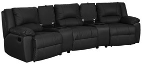 Kanapa 3 osobowa, 2 osobowa i fotel z funkcją relax z czarnej skóry bydlęcej - AROMA