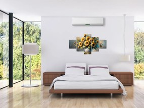 Obraz – Wazon ze słonecznikami (125x70 cm)