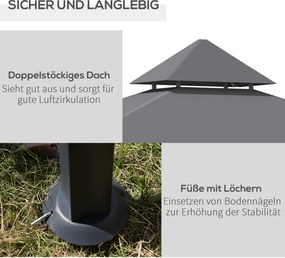 Outsunny pawilon grillowy z podwójnym dachem hamujący płomienie szary 245x148x255 cm Aosom PL