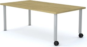 Stolik szkolny na kółkach Move prostokątny 120x75 cm, rozmiar 4-6, blat dębowy / nogi szare