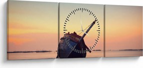 Obraz - Rozbity statek (z zegarem) (90x30 cm)