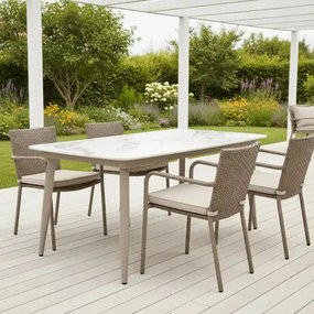 Stół ogrodowy aluminiowy beżowy 180x90 cm Spiek kamienny solidny i trwały