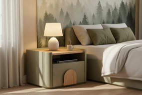 Szafka nocna Amilio z szufladą 50 cm - eukaliptus / dąb baltic dune / uchwyty dąb naturalny