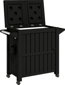 Wózek Serwisowy 3 w 1 Czarny z Polipropylenu z Wiaderkiem na Lód 80L