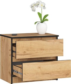 Szafka nocna AKORD K60 Dąb Craft 60 cm 2 szuflady kolor Dąb Craft mat 60x40x55 cm