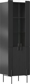 Witryna Malmi 60 cm czterodrzwiowa - czarny mat / czarne nóżki