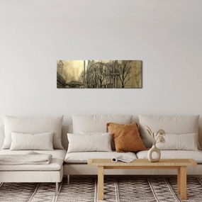 Obraz - Szkic miasta (z zegarem) (90x30 cm)