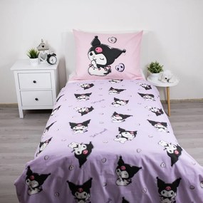 Różowa bawełniana pościel dziecięca jednoosobowa 140x200 cm Hello Kitty "Kuromi" – Jerry Fabrics