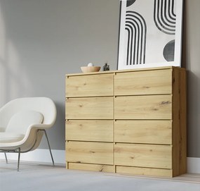Komoda z 8 szufladami: Artisan Dąb, 120 x 101 x 39 cm