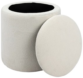 Okrągła pufa biała KAYDI boucle, Ø 35 cm