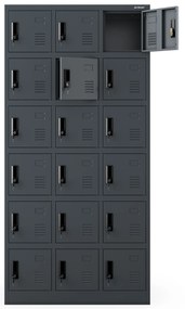 Skrytkowa szafa socjalna KAROL, 900 x 1850 x 400 mm, antracytowa