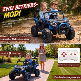 AIYAPLAY Elektryczne auto dla dzieci 24V 2-osobowe UTV z baterią litową, pilot 2,4 GHz, 2 x 120W silniki, softstart | Aosom PL