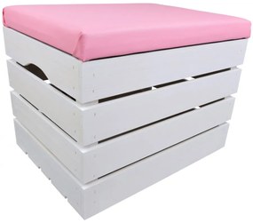 Pufa kufer skrzynia drewniana sosnowa siedzisko 50cm malowana biała