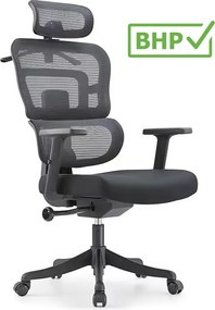 Fotel biurowy siatkowy Multipro do pracy przy komputerze, zgodny z normą BHP