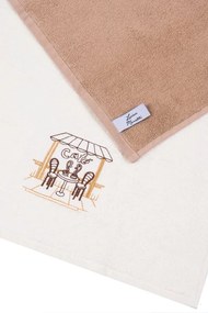 Ręczniki kuchenne CAFE, 2 szt Kremowy / Mustard Zestaw (2szt., 40x60 cm)