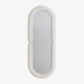 Owalne Lustro Ścienne 60x160 Cm W Aksamitu Santes Blanco Roto - Sklum