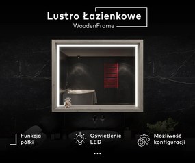 Lustro łazienkowe LED z ramą WoodenFrame w kolorze Dąb Oslo
