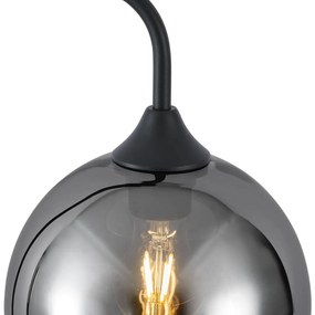 Lampa podłogowa Art Deco czarna z przydymionym szkłem - Sandra ArtDeco Oswietlenie wewnetrzne