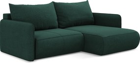 Narożnik prawostronny z funkcją spania - z tkaniny strukturalnej - butelkowa zieleń - NANEA