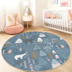 Niebieski dywan dziecięcy odpowiedni do prania ø100 cm Forest Land – Mila Home