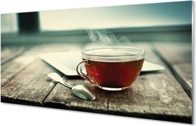 Szklany Panel Chwila z Ciepłą Herbatą