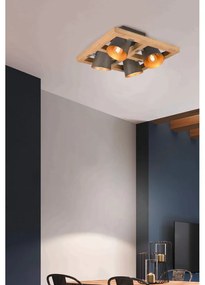 Ciemnoszaro-naturalna lampa sufitowa z metalowym kloszem 39x39 cm Bell – Trio