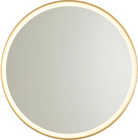 Lustro łazienkowe złote 70 cm z LED, 3-stopniowy ściemniacz dotykowy, okrągłe - Miral