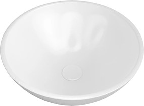 Umywalka ceramiczna nablatowa okrągła biała błyszcząca bez otworu na baterię 32 cm MALO z powłoką easy clean