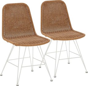 Pakiet dwóch krzeseł do jadalni lub ogrodu Beth Rattan/Biały