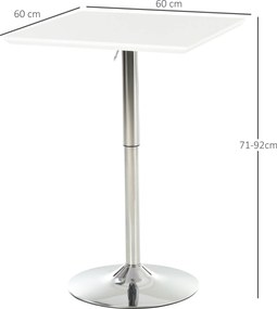 HOMCOM Stół barowy kwadratowy z regulacją wysokości biały stalowy do pubu i restauracji | Aosom PL