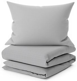 PrzytulneMieszkanie.pl PrzytulneMieszkanie.pl Bawełniana pościel z krepowym wykończeniem LUXERA jasnoszara z kieszenią hotelową II. jakość Rozmiar pościeli: 70 x 90 cm | 140 x 200 cm