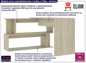 Nowoczesne biurko narożne dąb sonoma Nosco